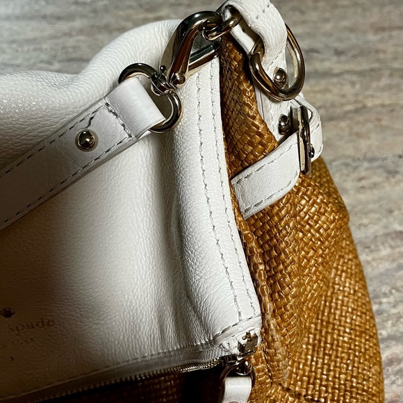 Kate Spade ♠️ white leather and burlap shoulder bag - Picture 16 of 16